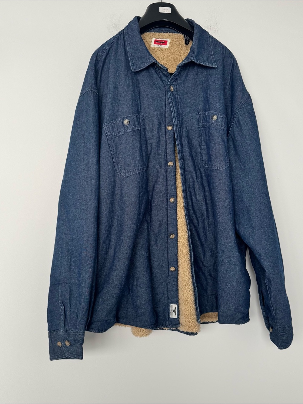 Wrangler Sherpa Lined Denim Shirt Jacket Blue insulated Shacket Big Men's 3XL